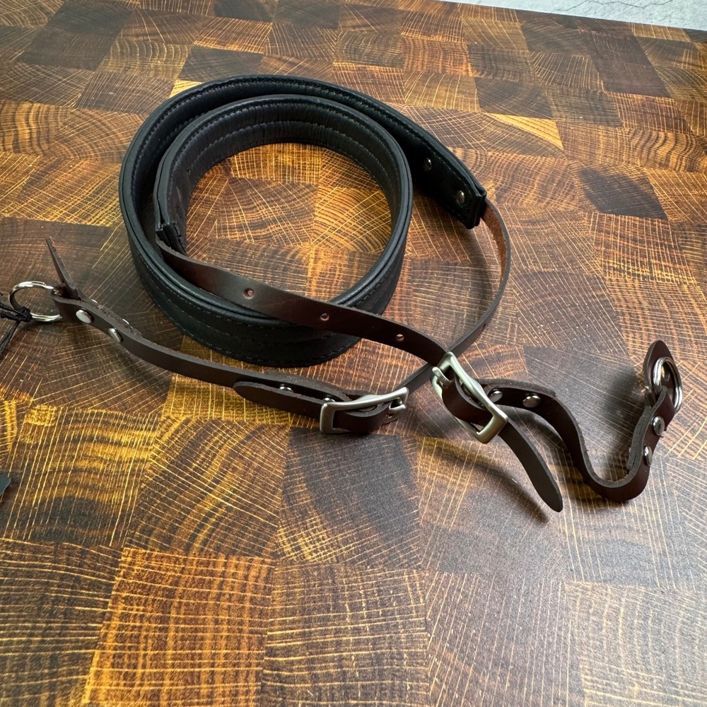 ONA Medium Camera Strap Black Leather Padded Neck ONA5-081LBL Handcrafted - Picture 3 of 5